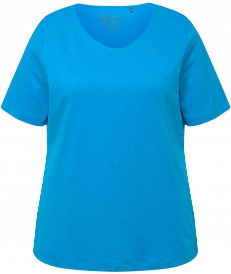 Ulla Popken Double Layer Rounded V-Neck Slim Fit Tee Sapphire Blue - T-Shirts - T-Shirts für Damen