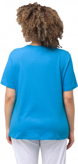 Ulla Popken Double Layer Rounded V-Neck Slim Fit Tee Sapphire Blue - T-Shirts - T-Shirts für Damen