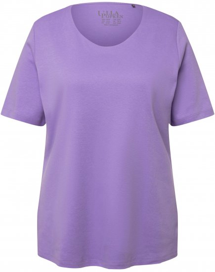 Ulla Popken Double Layer Rounded V-Neck Slim Fit Tee Pale Lilac - T-Shirts - T-Shirts für Damen