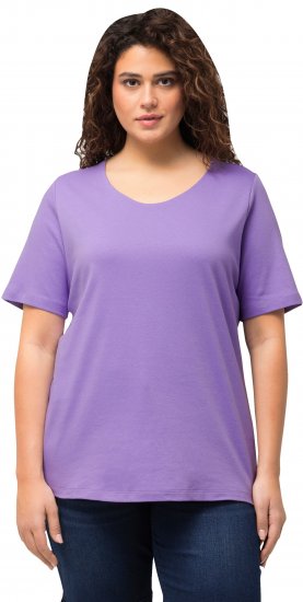 Ulla Popken Double Layer Rounded V-Neck Slim Fit Tee Pale Lilac - T-Shirts - T-Shirts für Damen