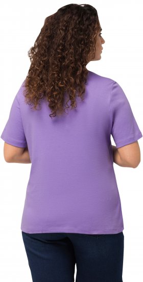 Ulla Popken Double Layer Rounded V-Neck Slim Fit Tee Pale Lilac - T-Shirts - T-Shirts für Damen