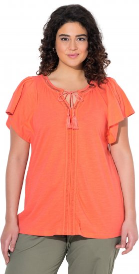 Ulla Popken Wing Sleeve V-Neck Tee Coral Pink - T-Shirts - 
