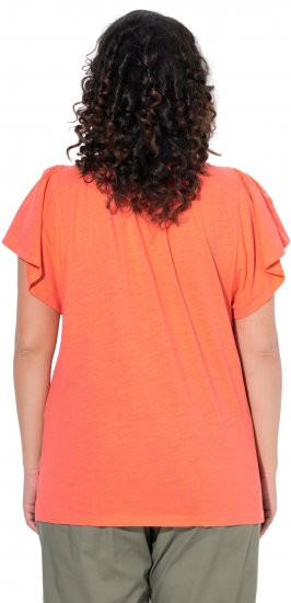 Ulla Popken Wing Sleeve V-Neck Tee Coral Pink - T-Shirts - 
