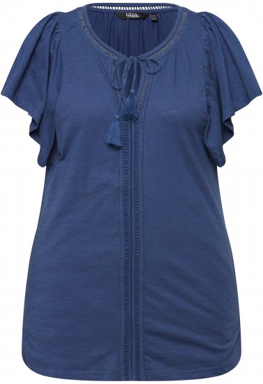 Ulla Popken Wing Sleeve V-Neck Tee Navy - T-Shirts - 