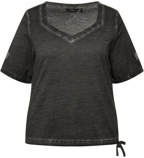 Ulla Popken Cold Dyed Sweetheart Neckline Short Sleeve Tee Graphite Grey - T-Shirts - T-Shirts für Damen