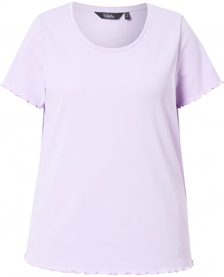 Ulla Popken Ribbed Lettuce Hem Short Sleeve Tee Lavender - T-Shirts - T-Shirts für Damen