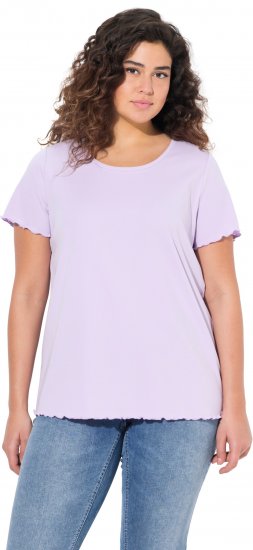 Ulla Popken Ribbed Lettuce Hem Short Sleeve Tee Lavender - T-Shirts - T-Shirts für Damen