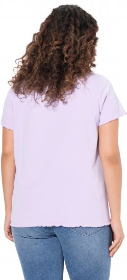 Ulla Popken Ribbed Lettuce Hem Short Sleeve Tee Lavender - T-Shirts - T-Shirts für Damen