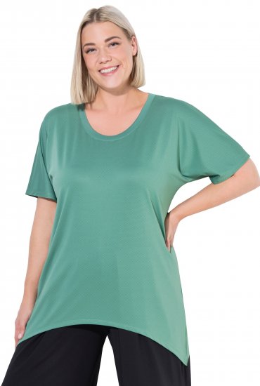 Ulla Popken Quick Drying Pointed Hem Stretch Fit Tee Ivy Green - T-Shirts - T-Shirts für Damen