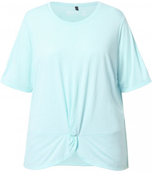 Ulla Popken Antibacterial Short Sleeve Draped Tee Light Turquiose - T-Shirts - 