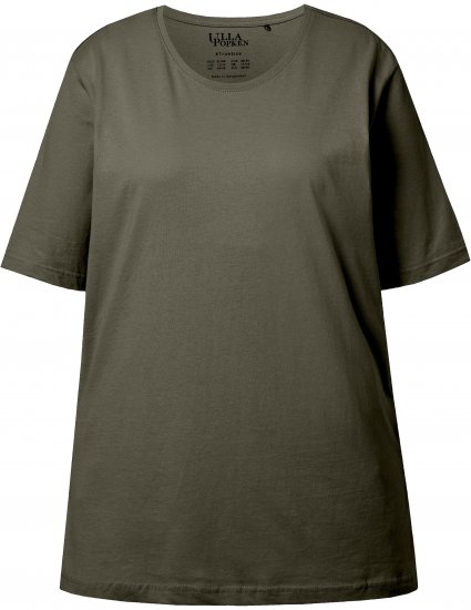 Ulla Popken Basic Round Neck Short Sleeve Relaxed Fit T-Shirt Olive Grey - T-Shirts - T-Shirts für Damen