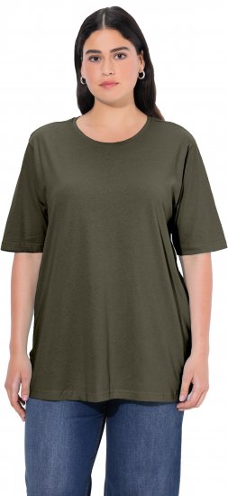 Ulla Popken Basic Round Neck Short Sleeve Relaxed Fit T-Shirt Olive Grey - T-Shirts - T-Shirts für Damen