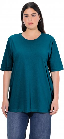 Ulla Popken Basic Round Neck Short Sleeve Relaxed Fit T-Shirt Dark Green - T-Shirts - 
