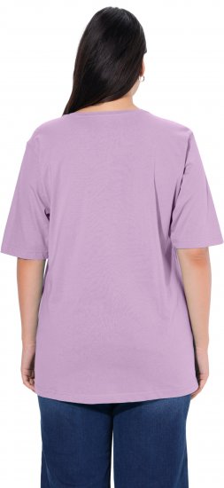 Ulla Popken Basic Round Neck Short Sleeve Relaxed Fit T-Shirt Lavender Pink - T-Shirts - T-Shirts für Damen