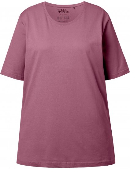 Ulla Popken Basic Round Neck Short Sleeve Relaxed Fit T-Shirt Dark Rose Red - T-Shirts - T-Shirts für Damen