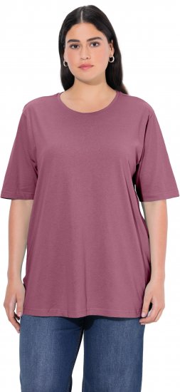 Ulla Popken Basic Round Neck Short Sleeve Relaxed Fit T-Shirt Dark Rose Red - T-Shirts - T-Shirts für Damen
