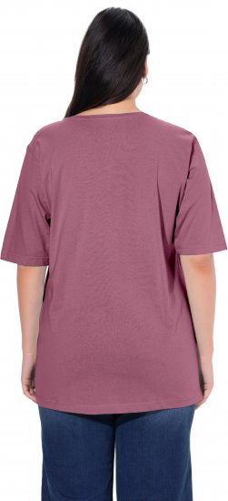 Ulla Popken Basic Round Neck Short Sleeve Relaxed Fit T-Shirt Dark Rose Red - T-Shirts - T-Shirts für Damen