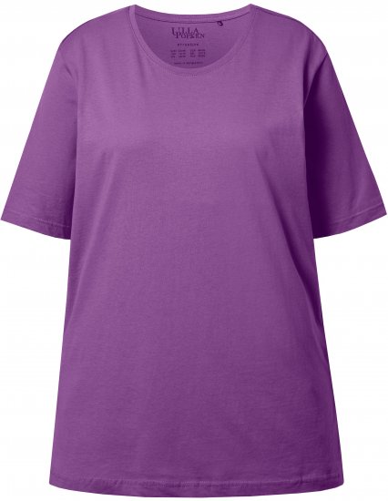 Ulla Popken Basic Round Neck Short Sleeve Relaxed Fit T-Shirt Purple - T-Shirts - T-Shirts für Damen