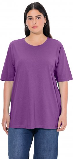 Ulla Popken Basic Round Neck Short Sleeve Relaxed Fit T-Shirt Purple - T-Shirts - T-Shirts für Damen