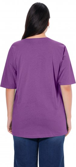Ulla Popken Basic Round Neck Short Sleeve Relaxed Fit T-Shirt Purple - T-Shirts - T-Shirts für Damen