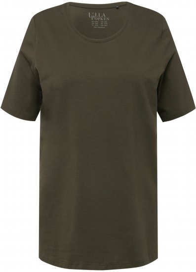 Ulla Popken Essential Round Neck Stretch Tee Forest Green - T-Shirts - 