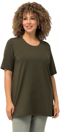 Ulla Popken Essential Round Neck Stretch Tee Forest Green - T-Shirts - 