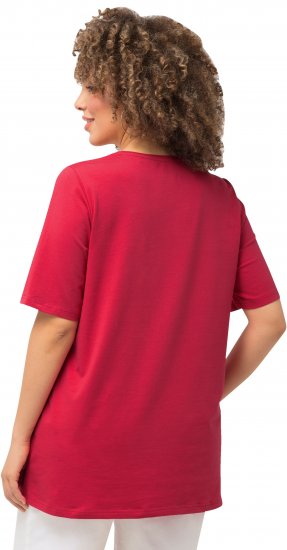 Ulla Popken Essential Round Neck Stretch Tee Dark Pink - T-Shirts - 