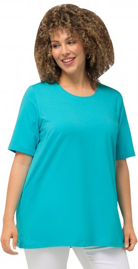 Ulla Popken Essential Round Neck Stretch Tee Deep Aqua - T-Shirts - T-Shirts für Damen