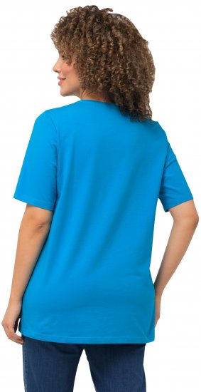 Ulla Popken Essential Round Neck Stretch Tee Sapphire Blue - T-Shirts - 