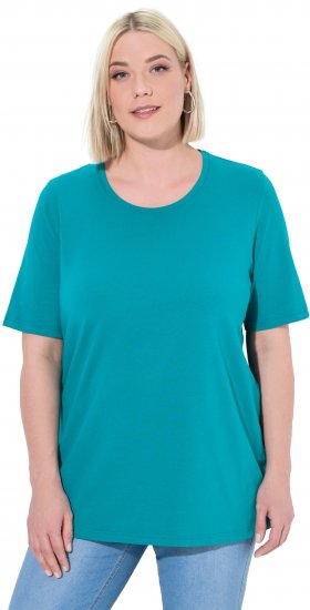 Ulla Popken Essential Round Neck Stretch Tee Teal - T-Shirts - 