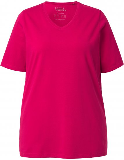 Ulla Popken Essential V-Neck Stretch Tee Dark Raspberry - T-Shirts - 