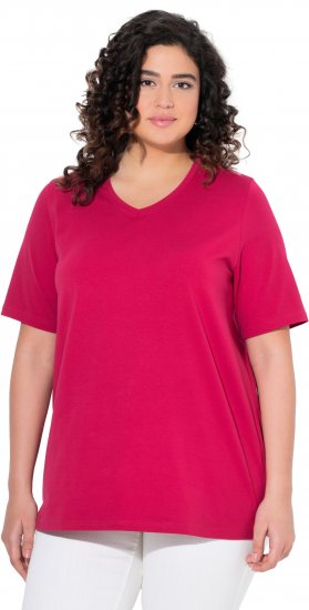 Ulla Popken Essential V-Neck Stretch Tee Dark Raspberry - T-Shirts - 
