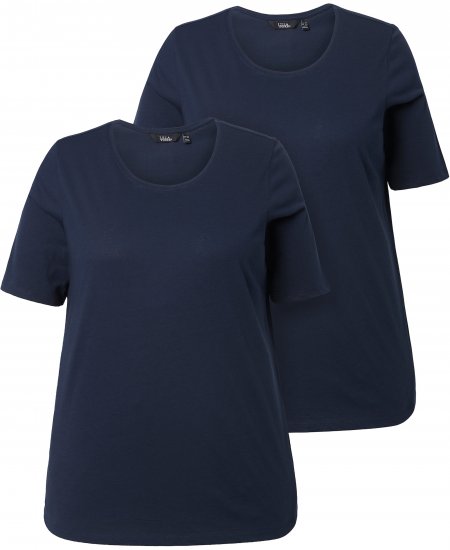 Ulla Popken Scoop Neck Short Sleeve Tee Navy - T-Shirts - 