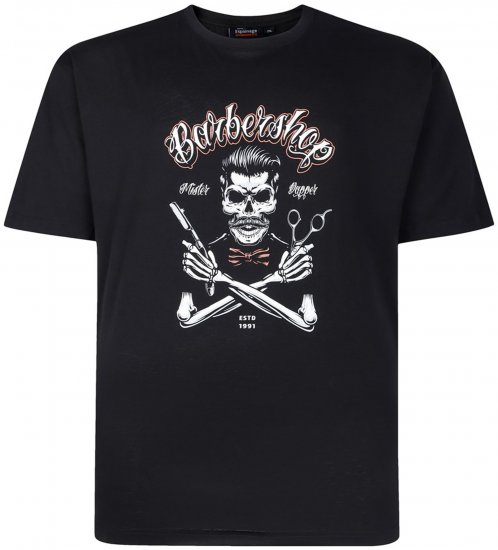 Espionage T437 Barbers Shop Printed T-Shirt Black - Herren-T-shirts - Herren-T-Shirts in großen Größen