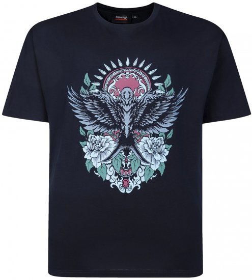 Espionage T444 Tiger Swallow Print T-Shirt Navy - Bedruckte T-shirts für herren - Bedruckte T-Shirts für Herren