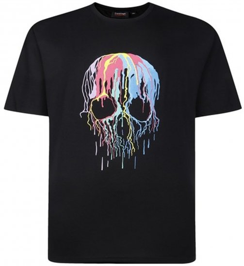 Espionage T445 Dripping Skull Printed T-Shirt Black - Bedruckte T-shirts für herren - Bedruckte T-Shirts für Herren