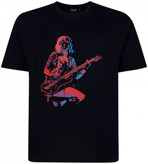 Espionage T454 Abstract Guitarist Printed T-Shirt Navy - Bedruckte T-shirts für herren - Bedruckte T-Shirts für Herren