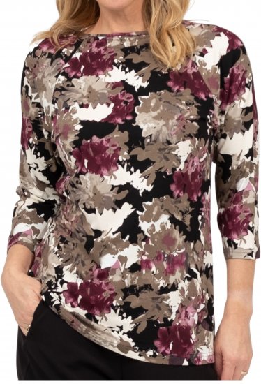 Scandinavian Caramel Flowers Blouse Purple and Brown - Bedruckte T-shirts für herren - 