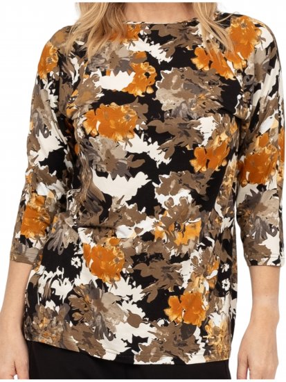 Scandinavian Caramel Flowers Blouse Orange and Brown - Bedruckte T-shirts für herren -