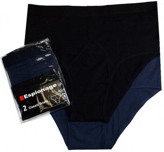 Espionage U003 2-Pack Y-Front Briefs Black/Navy - Slips - Herren-Slips in Übergröße