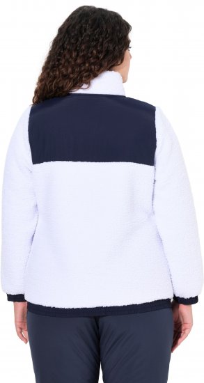 Ulla Popken Color Block Teddy Fleece Jacket Snow White - Hoodies & Sweatshirts - 