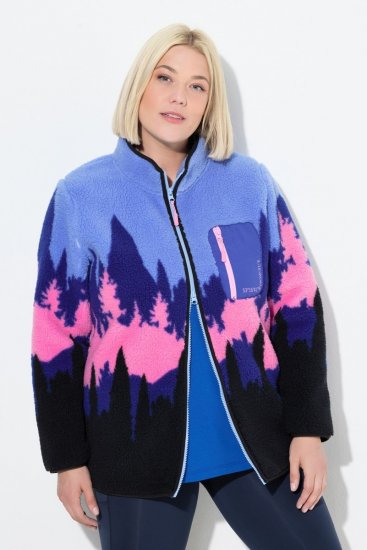 Ulla Popken Alpine Landscape Fleece Jacket Cloud Blue - Hoodies & Sweatshirts - Kuschelige Sweatshirts & Strick