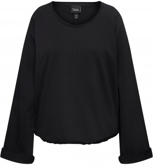 Ulla Popken Rolled Edge Long Sleeve Sweatshirt Black - Hoodies & Sweatshirts - Kuschelige Sweatshirts & Strick