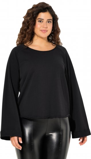 Ulla Popken Rolled Edge Long Sleeve Sweatshirt Black - Hoodies & Sweatshirts - Kuschelige Sweatshirts & Strick