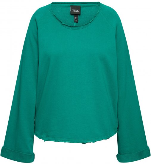 Ulla Popken Rolled Edge Long Sleeve Sweatshirt Emerald Green - Hoodies & Sweatshirts - Kuschelige Sweatshirts & Strick