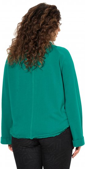 Ulla Popken Rolled Edge Long Sleeve Sweatshirt Emerald Green - Hoodies & Sweatshirts - Kuschelige Sweatshirts & Strick