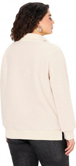 Ulla Popken Teddy Fleece Troyer Collar Sweatshirt Light Champagne - Hoodies & Sweatshirts - Kuschelige Sweatshirts & Strick