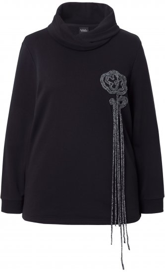 Ulla Popken Ribbon Detail Turtleneck Sweatshirt Black - Hoodies & Sweatshirts - Kuschelige Sweatshirts & Strick