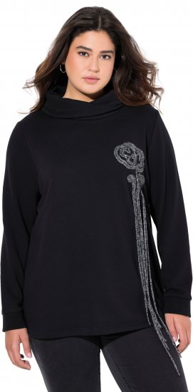 Ulla Popken Ribbon Detail Turtleneck Sweatshirt Black - Hoodies & Sweatshirts - Kuschelige Sweatshirts & Strick