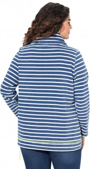 Ulla Popken Striped Turtleneck Neon Detail Sweatshirt Indigo Denim - Hoodies & Sweatshirts - Kuschelige Sweatshirts & Strick